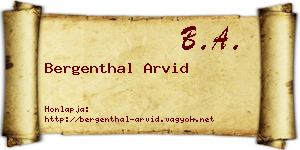 Bergenthal Arvid névjegykártya